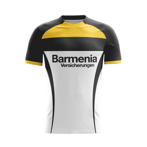 Monochrome Volt soccer jersey front view — First XI Studio premium football kit