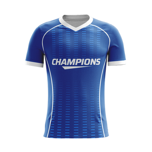Azure Dominance soccer jersey front view — First XI Studio premium football kit