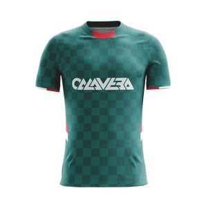 Verdant Grid soccer jersey front view — First XI Studio premium football kit