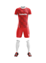 Crimson Aero football jersey back view — First XI Studio performance wear