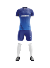 Azure Dominance football jersey back view — First XI Studio performance wear