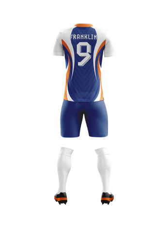 Cobalt Velocity football jersey back view — First XI Studio performance wear