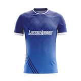 Azure Dominance soccer jersey front view — First XI Studio premium football kit