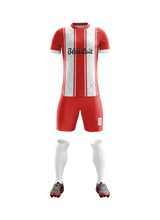 Scarlet Heritage football jersey back view — First XI Studio performance wear