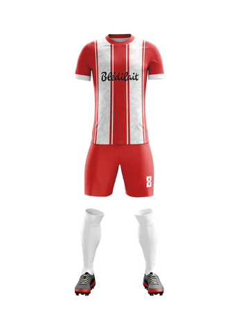 Scarlet Heritage football jersey back view — First XI Studio performance wear